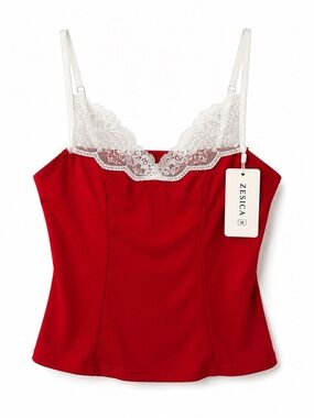 ZESICA NWT Red Lace Trim Camisole Tank Top Size Medium
